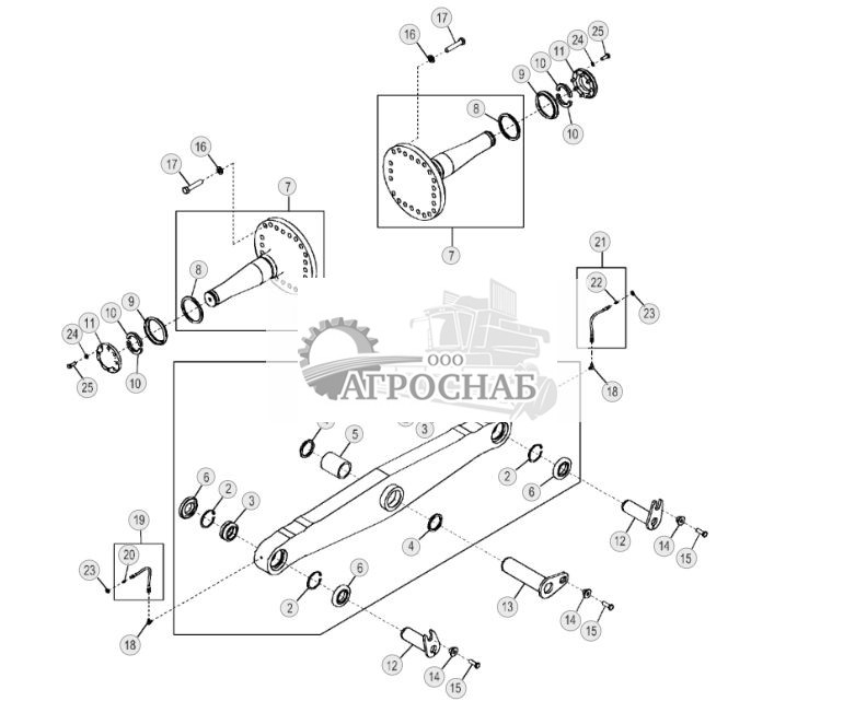 Поворотные шкворни, поперечина и детали (LT) (механизм механического наклона под углом) ( - 183721) - ST74495 32.jpg